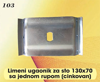 Limeni ugaonik za sto 130x70 sa jednom rupom (cinkovan)