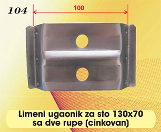 Limeni ugaonik za sto 130x70 sa dve rupe (cinkovan