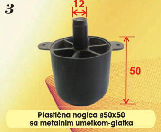 Plastična nogica ø50x50 sa metalnim umetkom