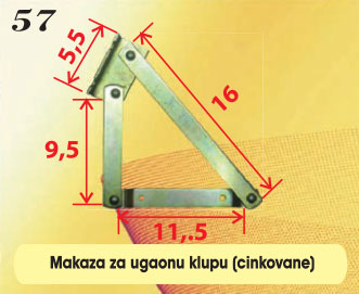 Makaze za ugaonu klupu (cinkovane)